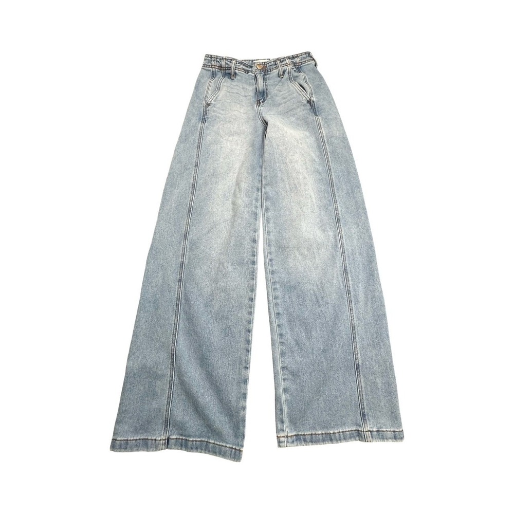 RE generation Jeans Womens 1/25 Blue High Rise Wide‎ Leg Front Seam Light Wash